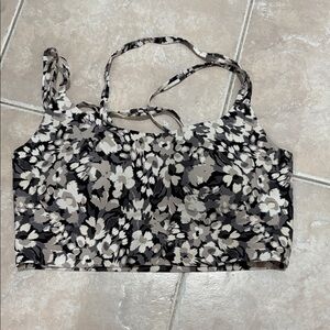 Floral Strappy Bralette in Black, Gray & Cream